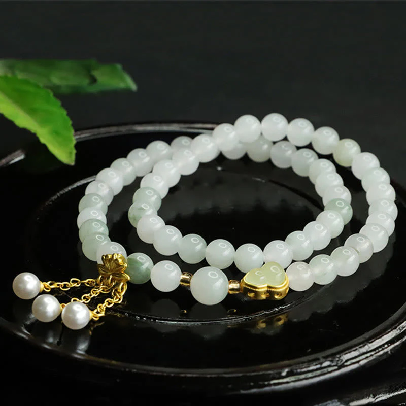 6mm Tianshan Jade Lotus Prosperity Bracelet for Women - Image 5