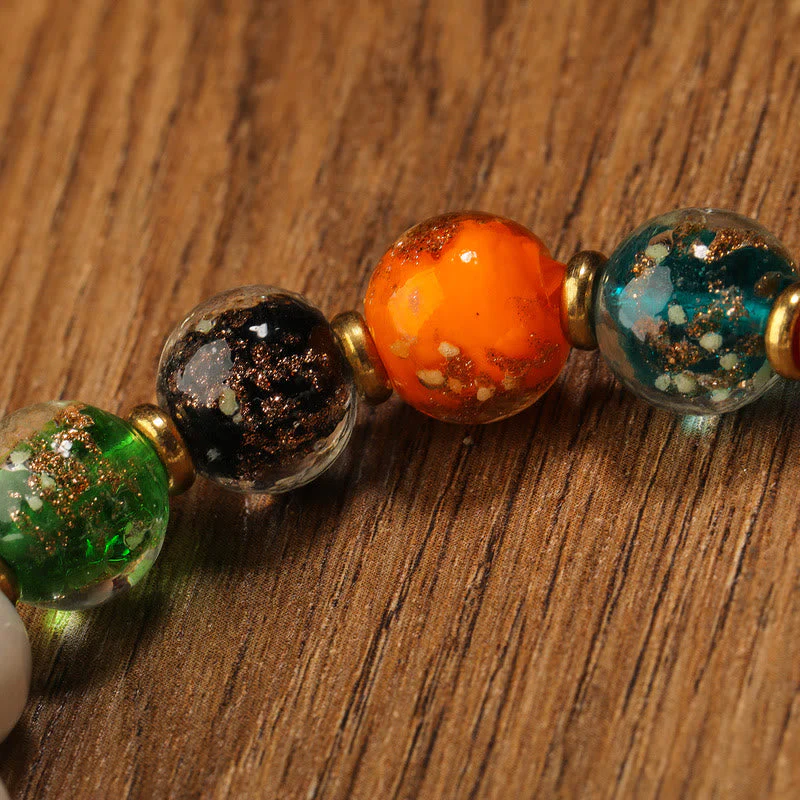 8mm Tibetan Incense Ash Porcelain & Liuli Glass Spiritual Bracelet - Image 5