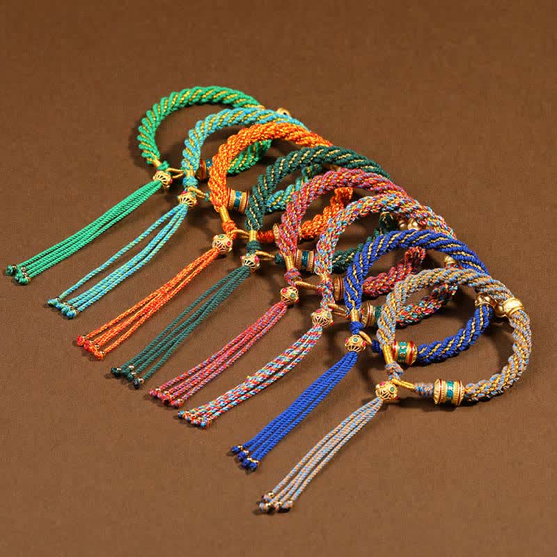 Tibetan Handmade Luck Protection Thangka Prayer Bracelet - Image 2