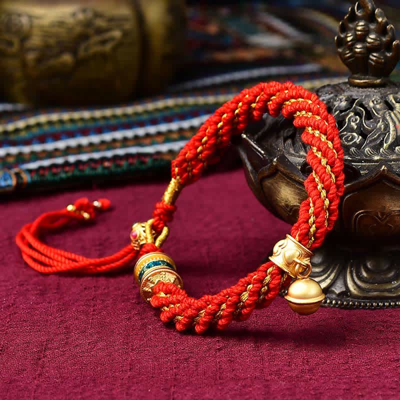 Tibetan Handmade Luck Protection Thangka Prayer Bracelet - Image 3