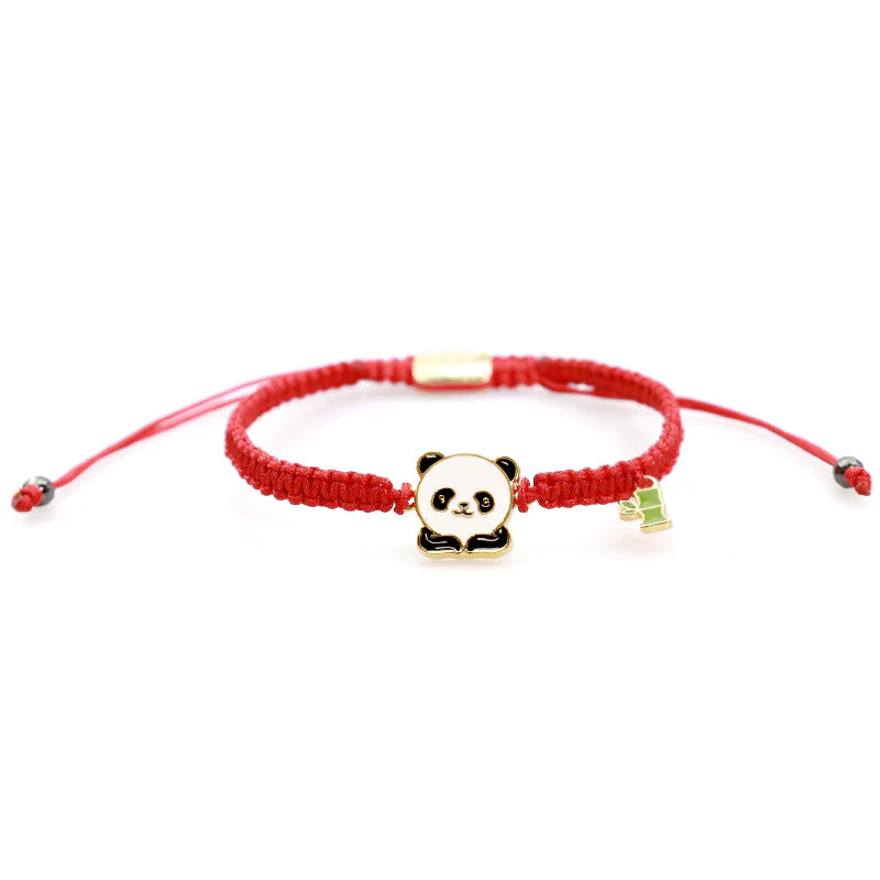 Tibetan Handmade Panda Bamboo Red String Bracelet - Image 6