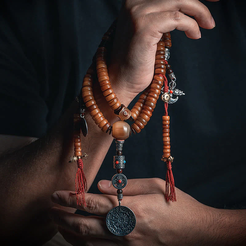 Tibetan Yak Bone 108-Bead Strength Mala Bracelet - Image 2