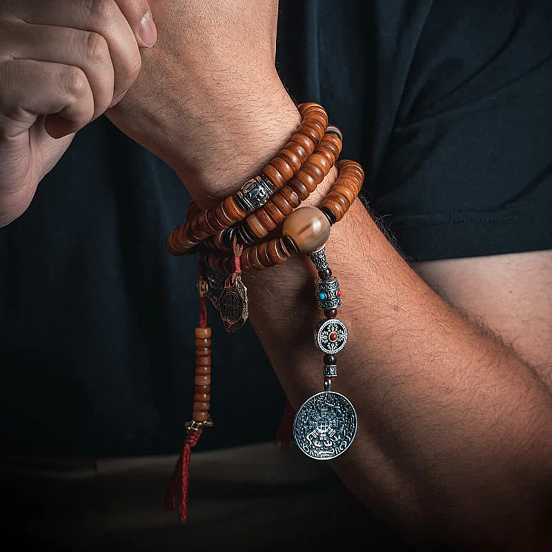 Tibetan Yak Bone 108-Bead Strength Mala Bracelet - Image 3
