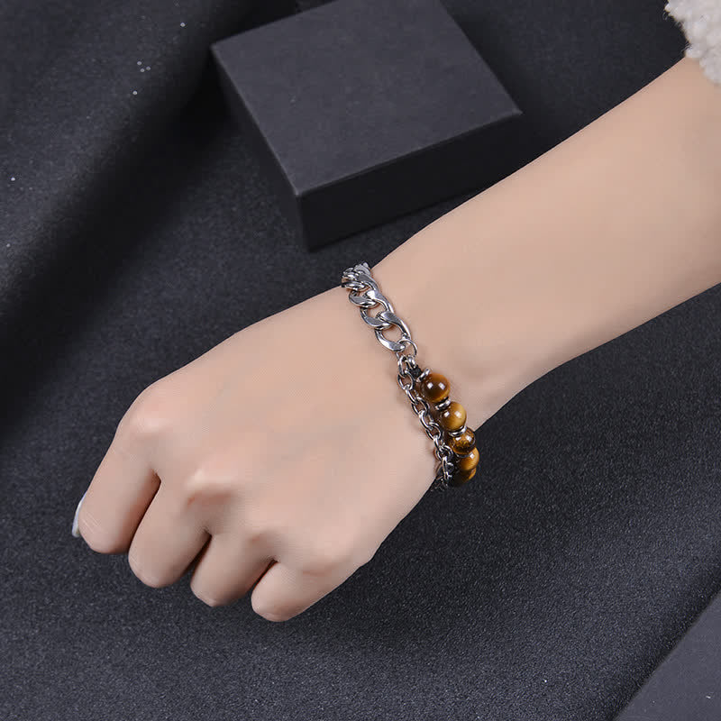 8mm Tiger Eye Picasso Jasper Energy Bracelet - Image 5