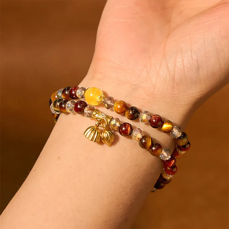 8mm Tiger Eye Lotus Protection Bracelet for Women - Image 2