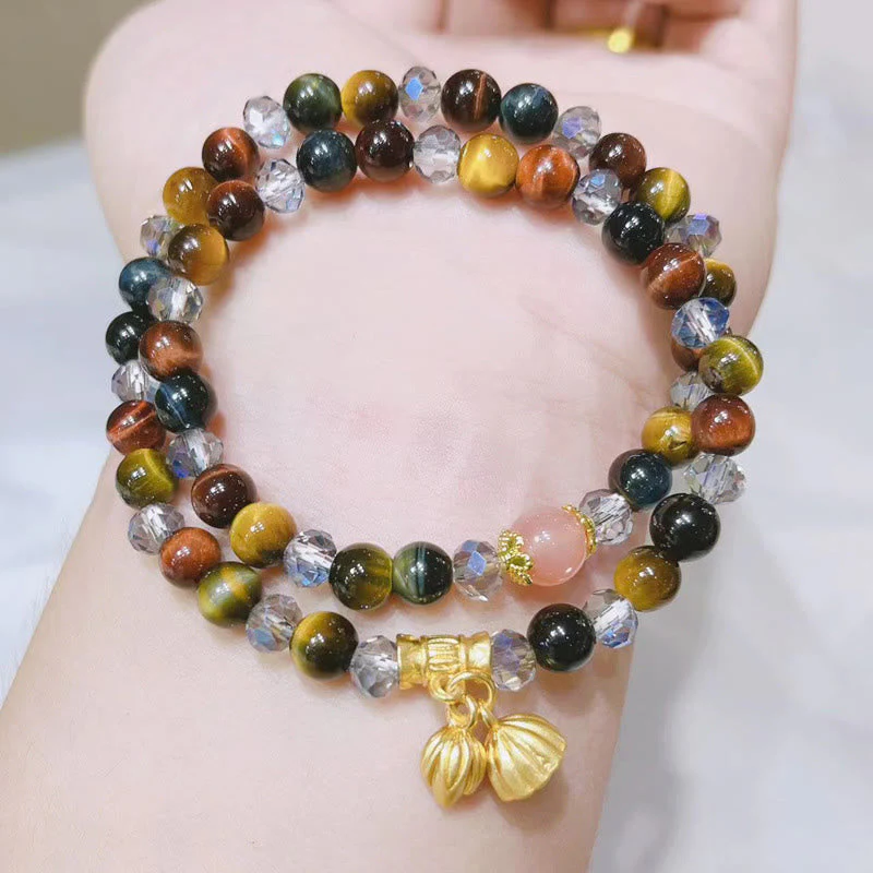 8mm Tiger Eye Lotus Protection Bracelet for Women - Image 3