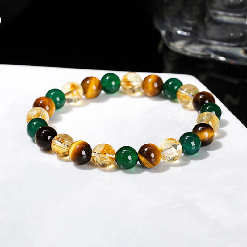 8mm Tiger Eye Green Agate Citrine Protection Bracelet - Image 12