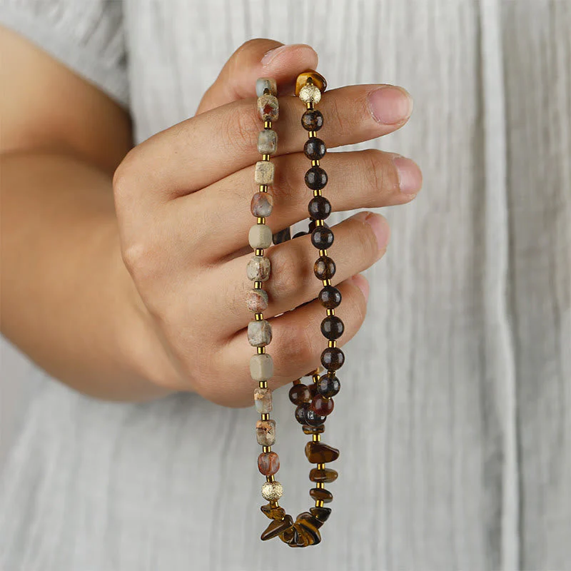 Bronzite Emperor Stone Tiger Eye Triple Wrap Determination Bracelet - Image 5