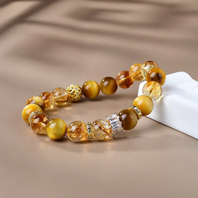 10mm Tiger Eye Citrine Bracelet for Women Strength & Courage - Image 2