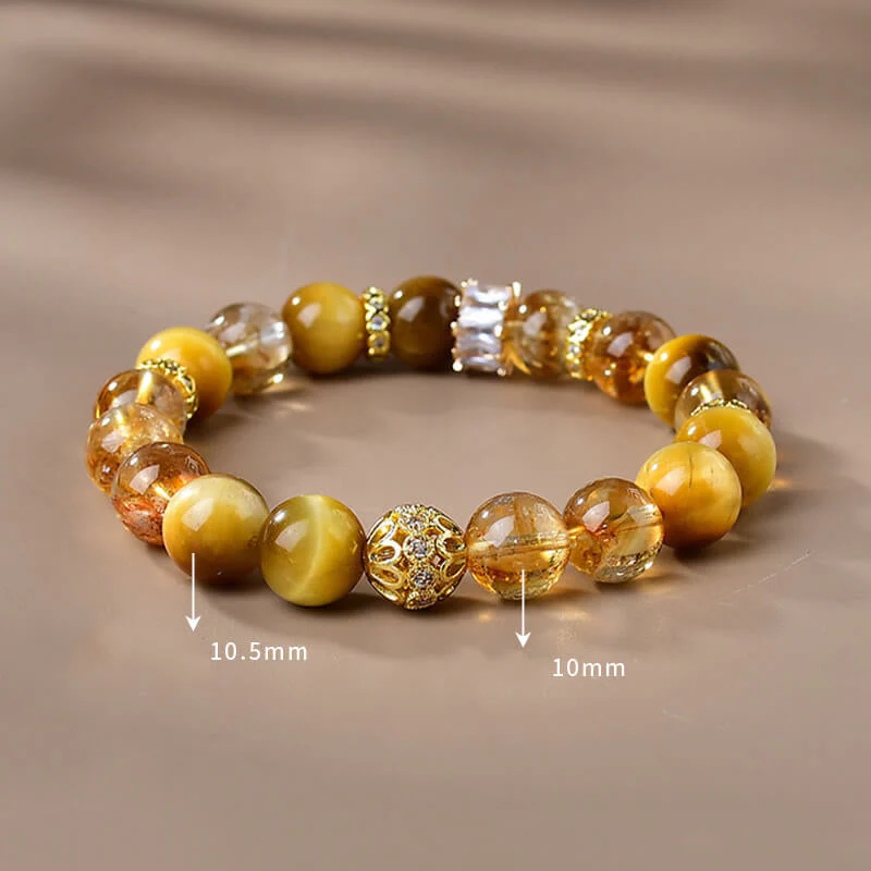 10mm Tiger Eye Citrine Bracelet for Women Strength & Courage - Image 3