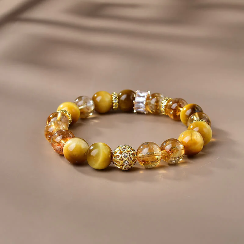10mm Tiger Eye Citrine Bracelet for Women Strength & Courage - Image 4