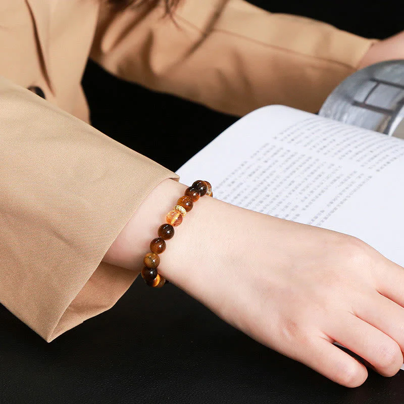 8mm Tiger Eye Citrine Strength Bracelet for Women - Image 5