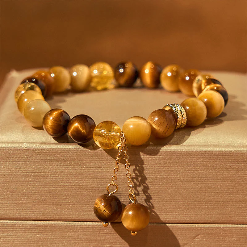 8mm Tiger Eye Citrine Protection Bracelet for Year of the Snake