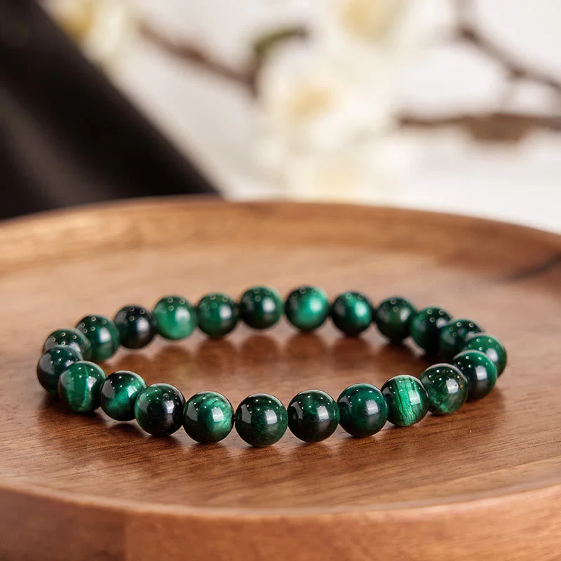 8mm Green Tiger Eye Growth Healing Bracelet - Image 2