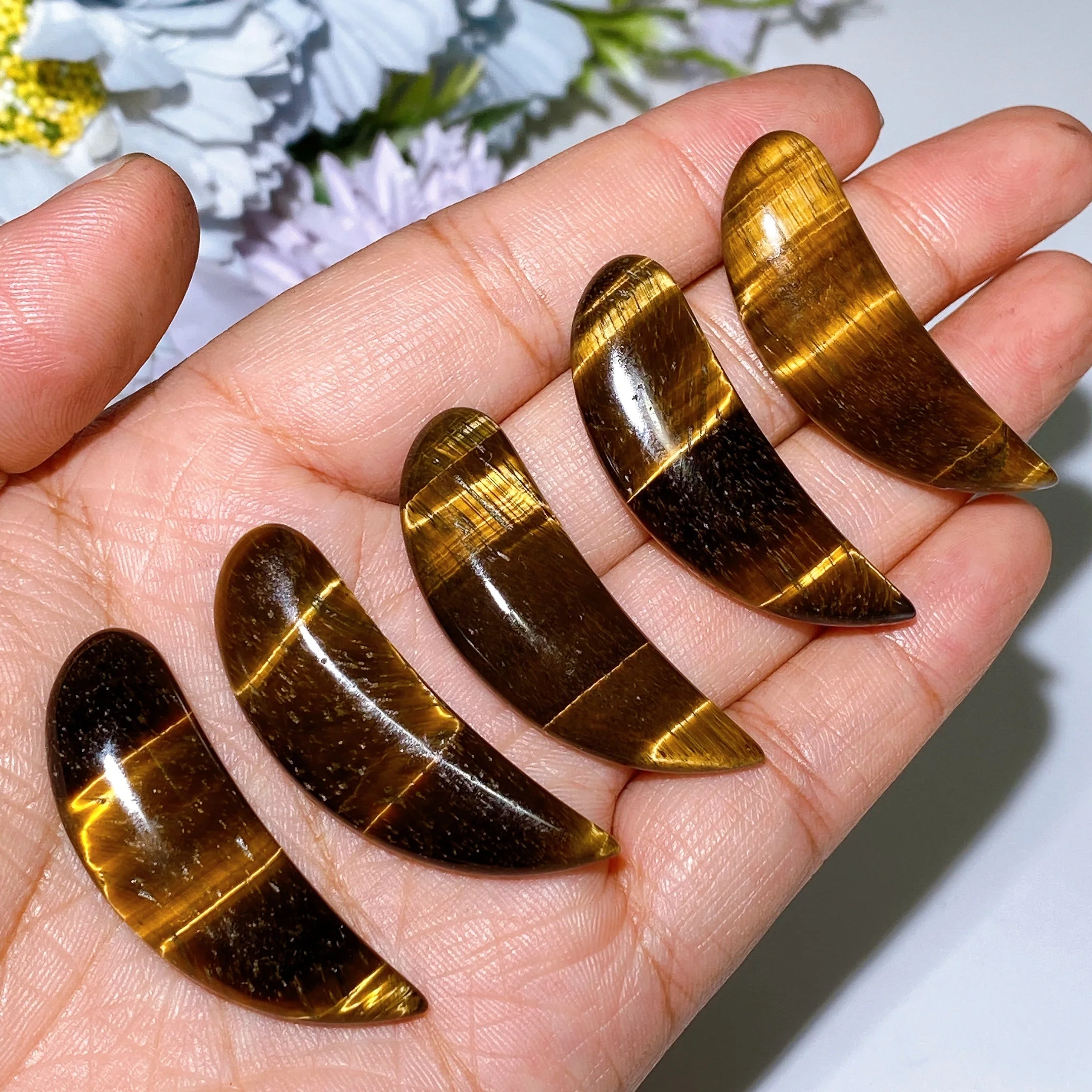 Tiger Eye Heart Cabochon Pendant 30-42mm Healing Crystal - Image 2