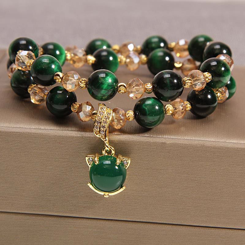 8mm Tiger Eye Pixiu Fox Double Wrap Protection Bracelet - Image 12