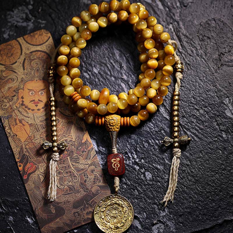 108 Bead Tiger Eye Protection Mala Bracelet 6mm or 8mm - Image 15