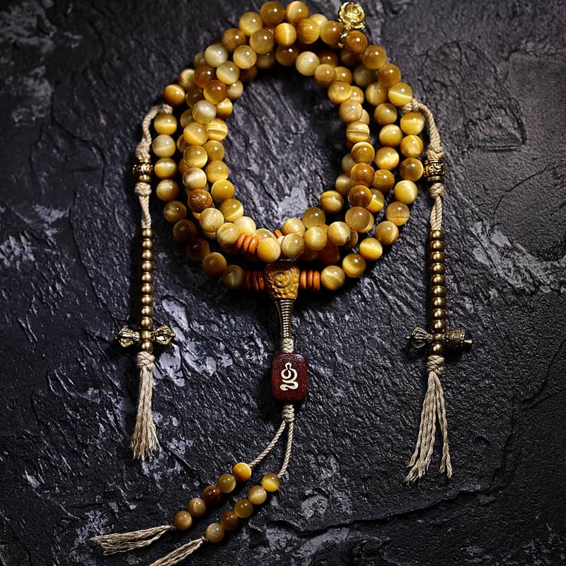 108 Bead Tiger Eye Protection Mala Bracelet 6mm or 8mm - Image 18