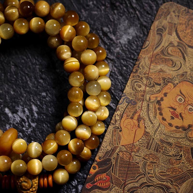 108 Bead Tiger Eye Protection Mala Bracelet 6mm or 8mm - Image 2