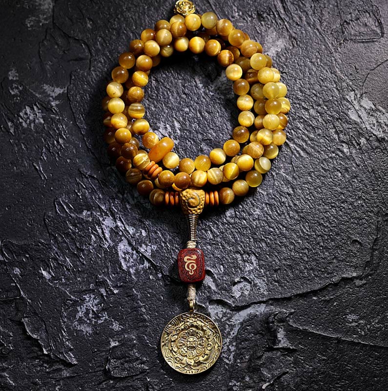 108 Bead Tiger Eye Protection Mala Bracelet 6mm or 8mm - Image 21