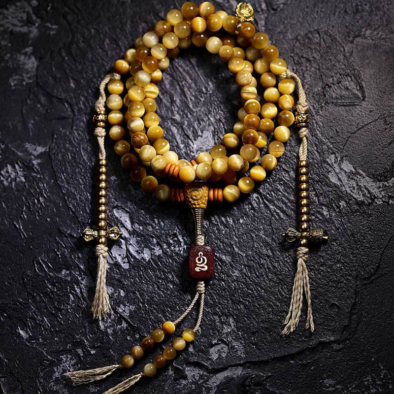 108 Bead Tiger Eye Protection Mala Bracelet 6mm or 8mm - Image 6