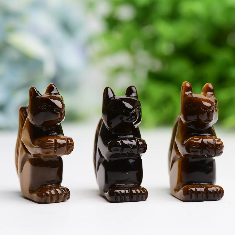 2.0 inch Tiger's Eye Squirrel Crystal Carving for Grounding - Image 3