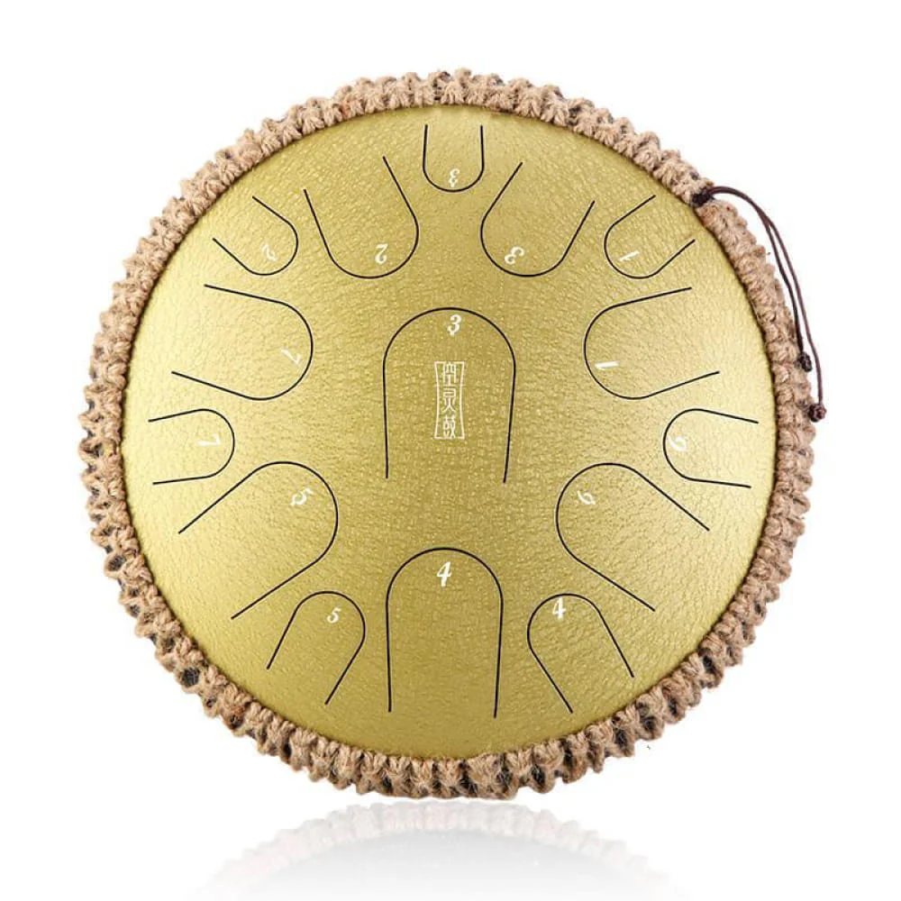 14" Titanium Steel Tongue Drum, 15 Notes in D & C Major
