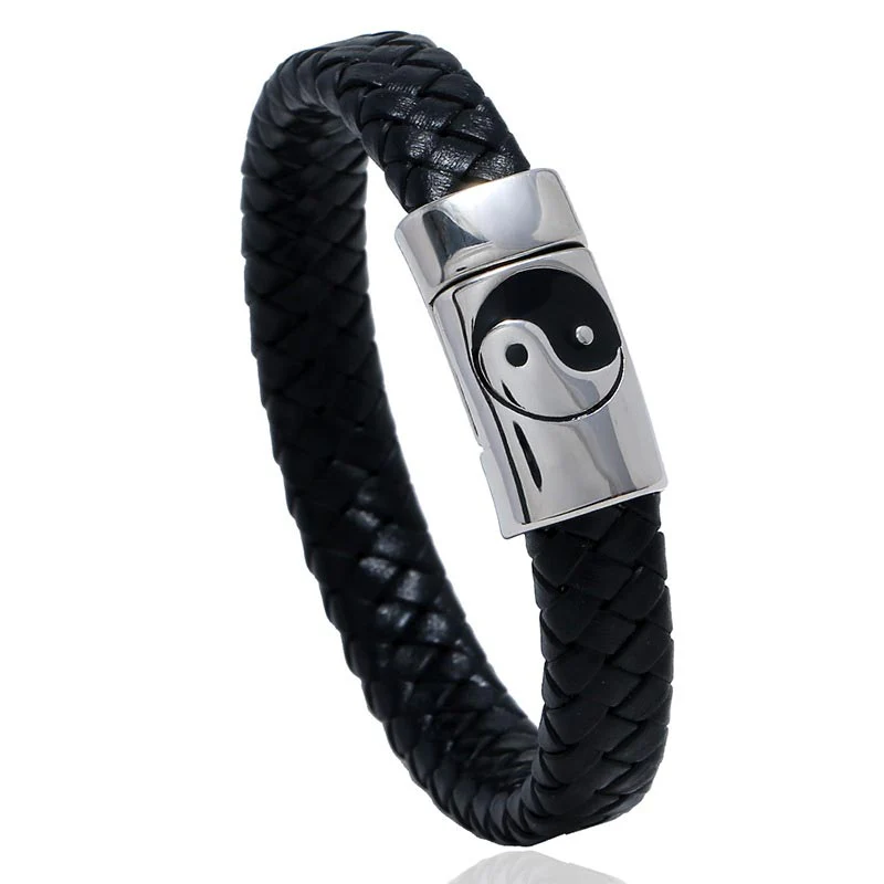 Unisex Titanium Steel Yin Yang Bracelet for Balance 22.5cm