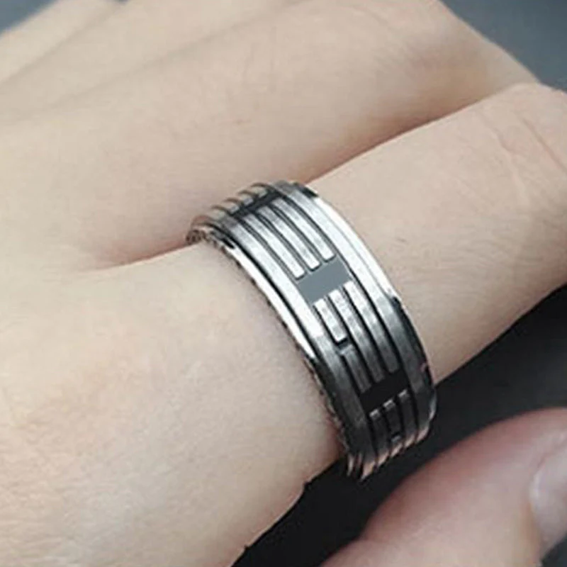 Titanium Steel Yin Yang Rotatable Balance Ring - Image 3