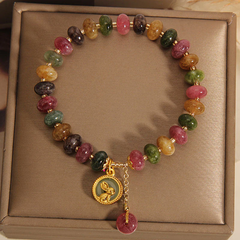 Tourmaline Positive Rabbit Charm Bracelet 14-16cm Wrist - Image 2