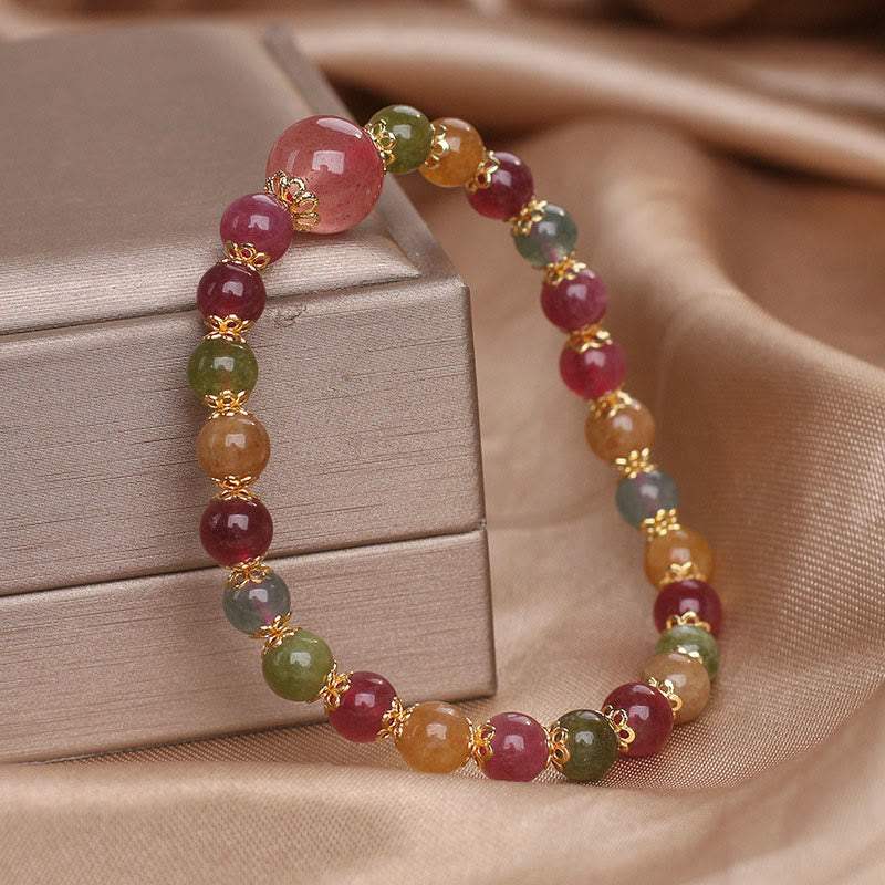 Tourmaline Strawberry Quartz Wisdom Bracelet for Spiritual Clarity - Image 2