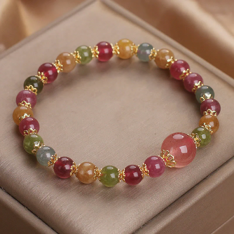 Tourmaline Strawberry Quartz Wisdom Bracelet for Spiritual Clarity - Image 3