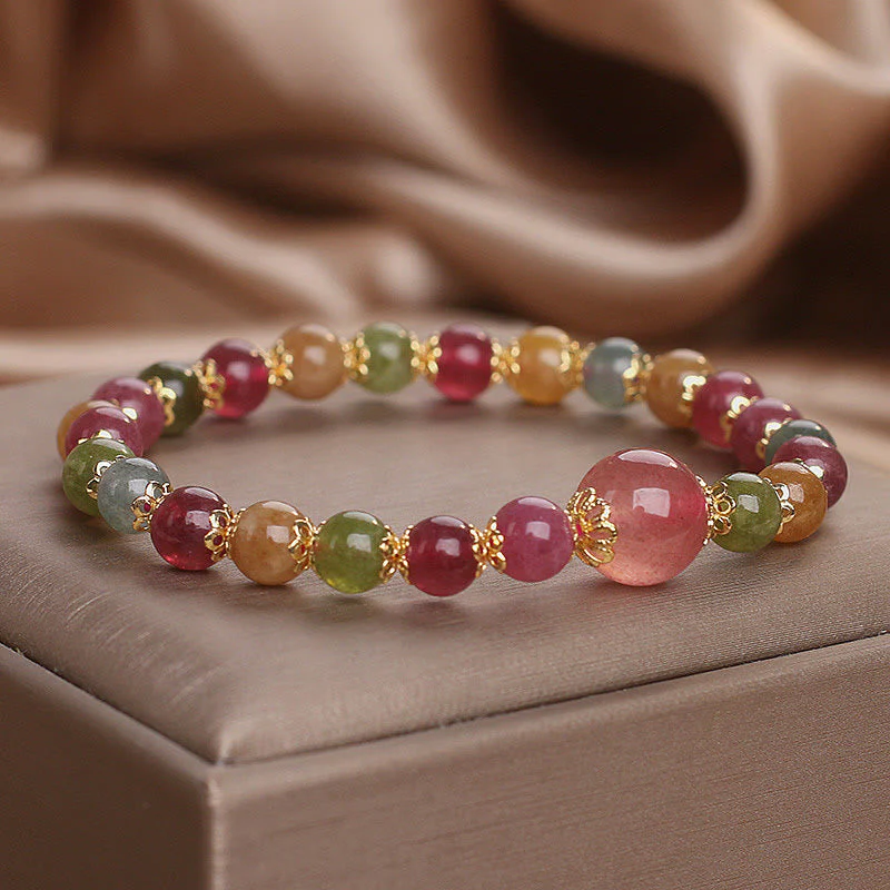Tourmaline Strawberry Quartz Wisdom Bracelet for Spiritual Clarity - Image 4