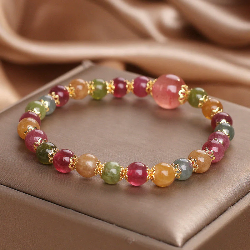 Tourmaline Strawberry Quartz Wisdom Bracelet for Spiritual Clarity - Image 5