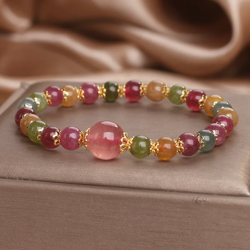 Tourmaline Strawberry Quartz Wisdom Bracelet for Spiritual Clarity - Image 7