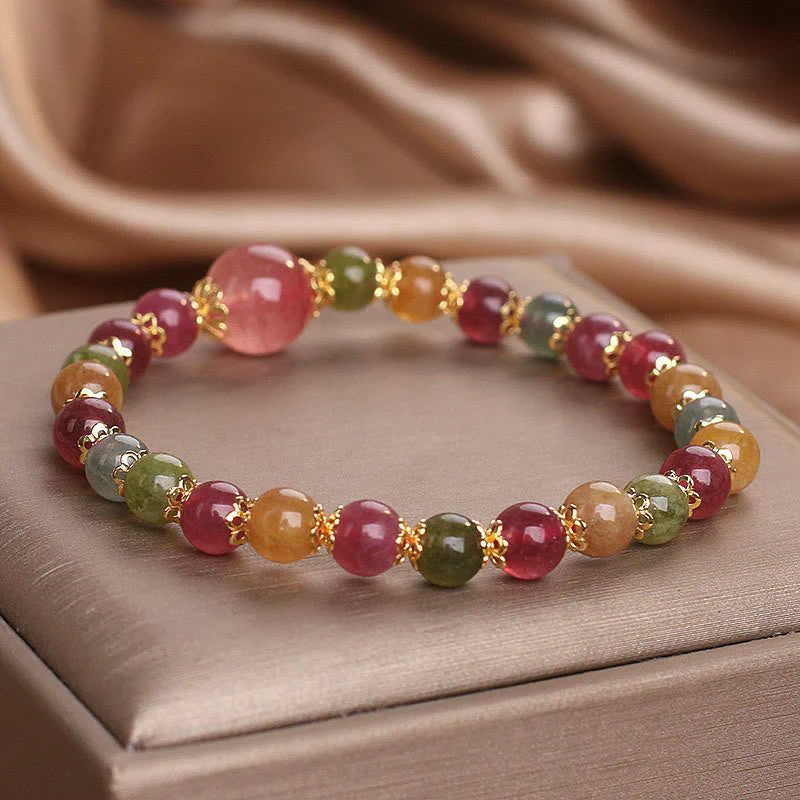 Tourmaline Strawberry Quartz Wisdom Bracelet for Spiritual Clarity - Image 8