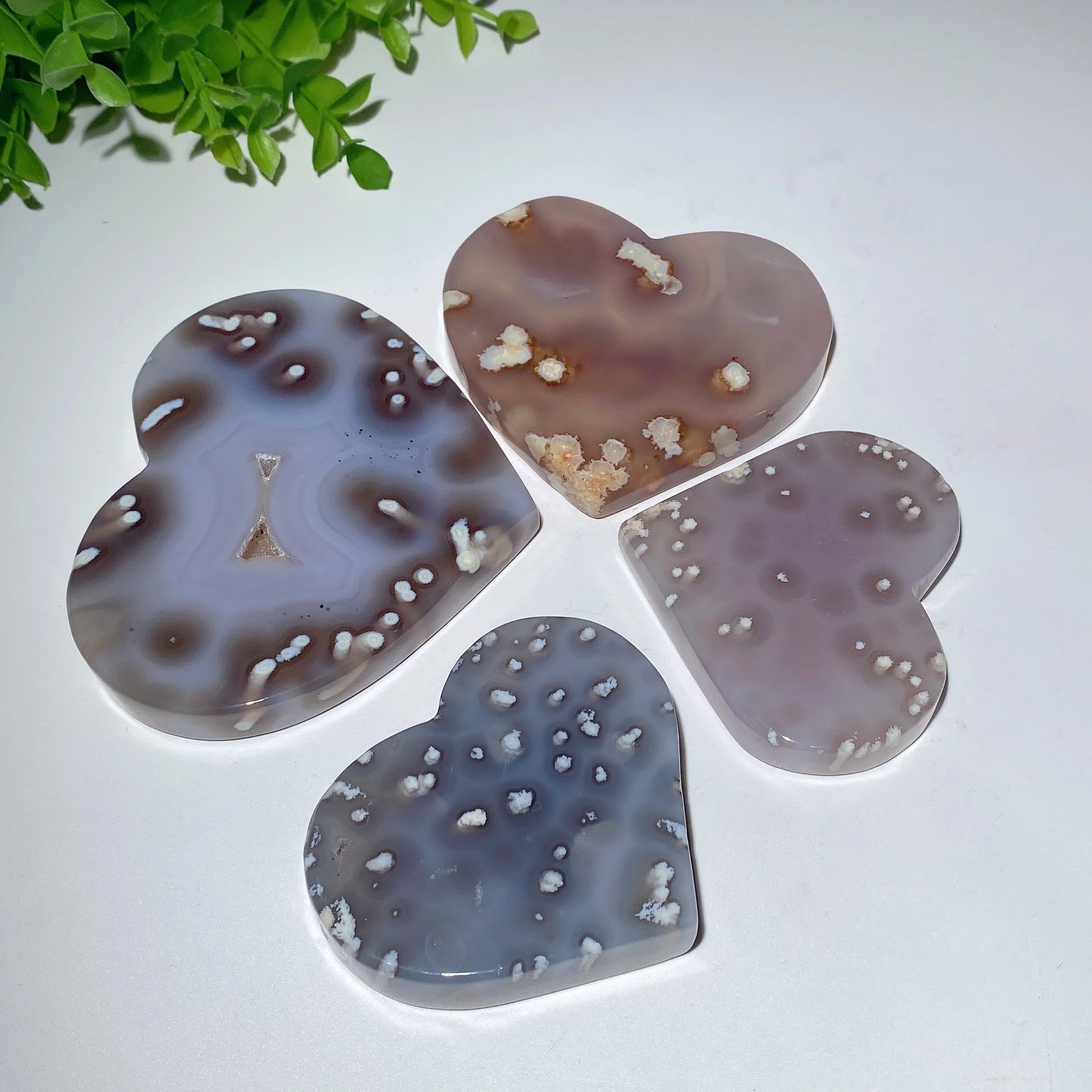 Tree Agate Crystal Heart Carvings 2.8-4.2 Inches Healing - Image 4