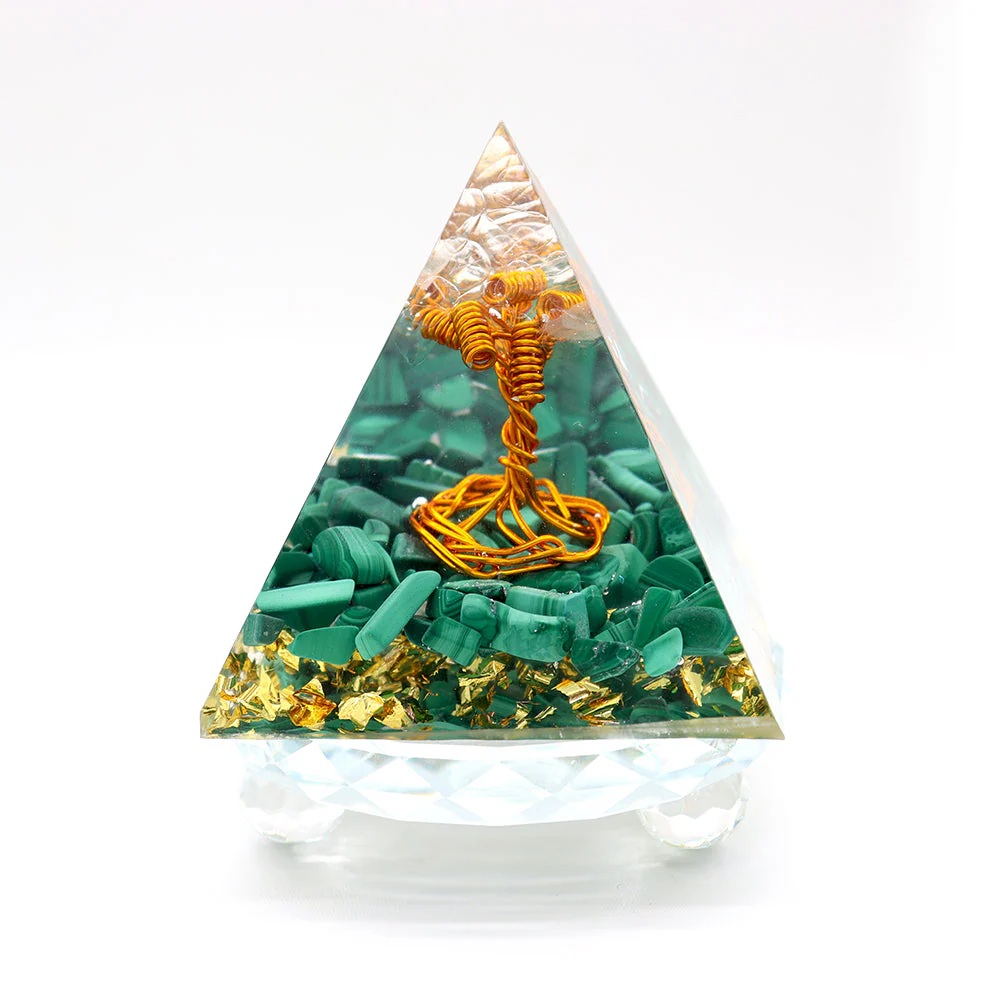 Tree of Life Malachite Crystal Pyramid 3x4.5in Healing - Image 4