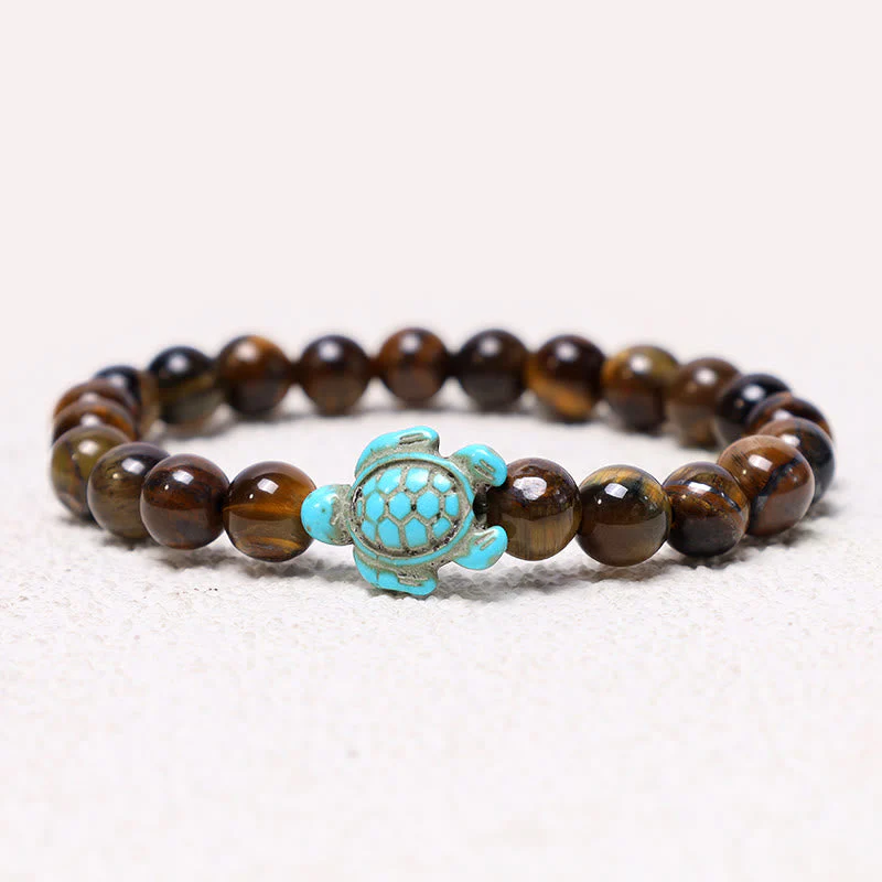 8mm Turquoise Blessing Bracelet with Sea Turtle Charm - Image 5