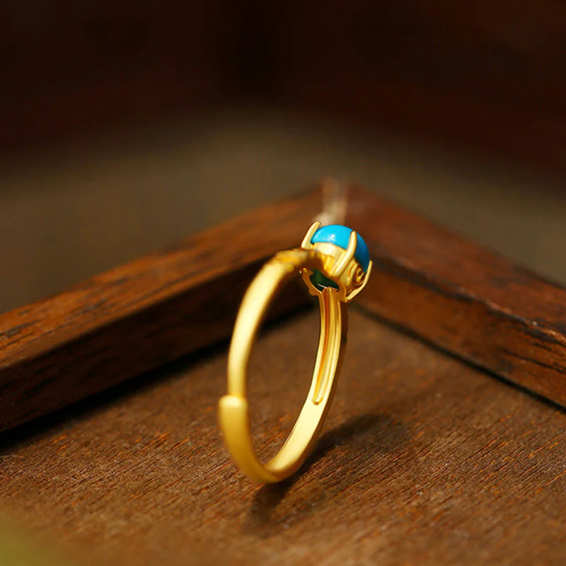 Turquoise Copper Adjustable Protection Ring Unisex - Image 2