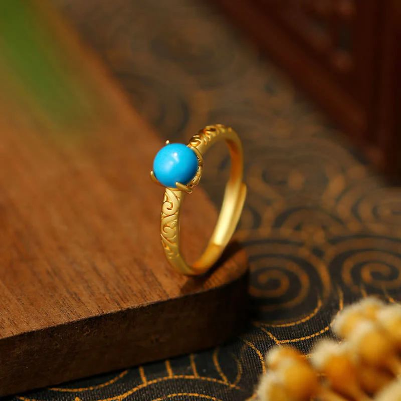 Turquoise Copper Adjustable Protection Ring Unisex - Image 3