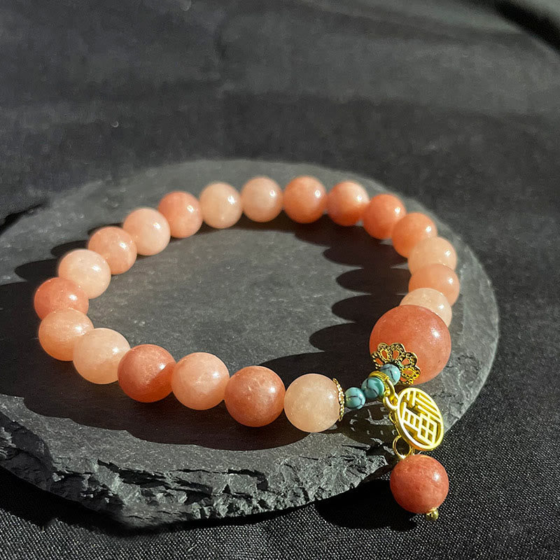 Natural Stone Turquoise Fu Character Luck Bracelet - Image 11