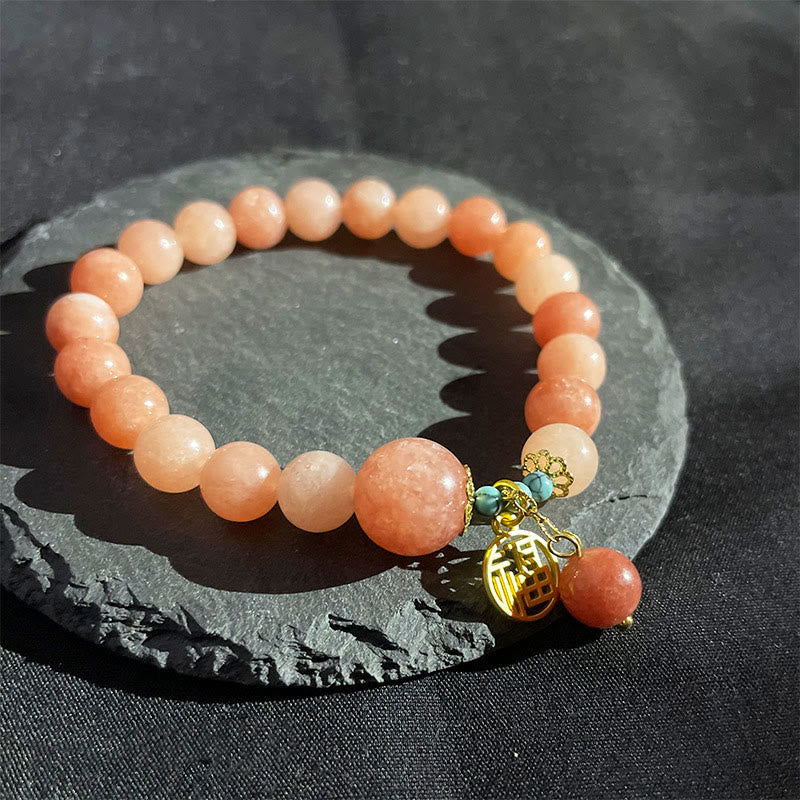 Natural Stone Turquoise Fu Character Luck Bracelet - Image 12