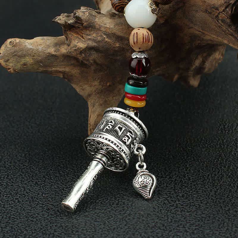 Turquoise Om Mani Padme Hum Prayer Wheel Necklace - Image 14