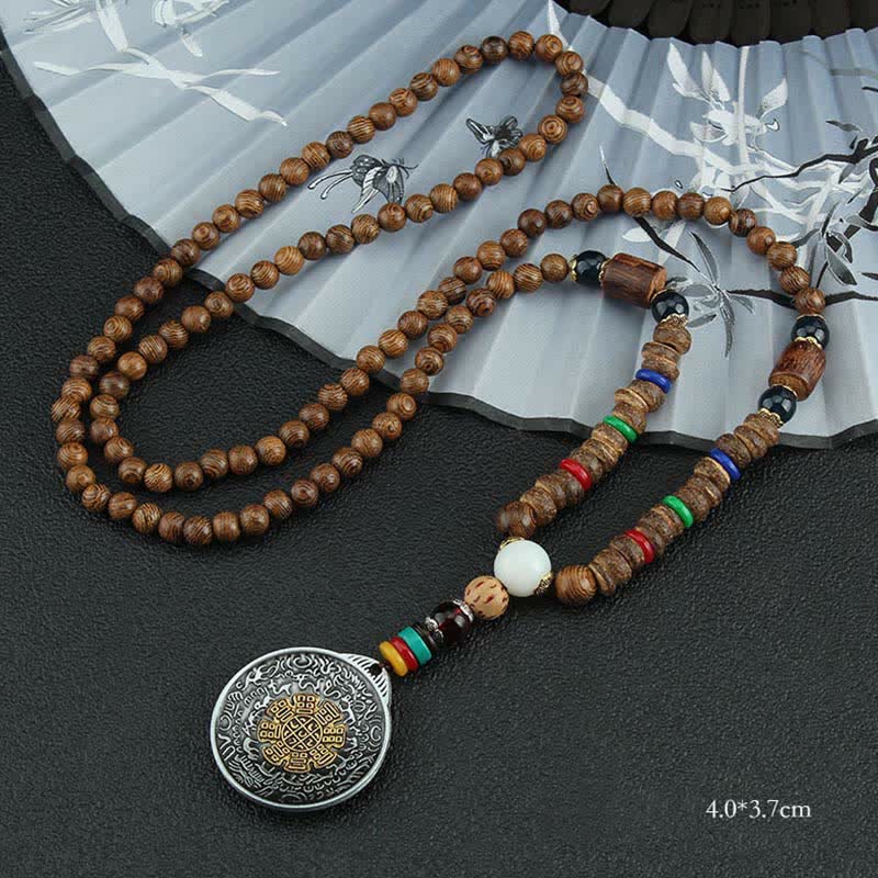 Turquoise Om Mani Padme Hum Prayer Wheel Necklace - Image 15