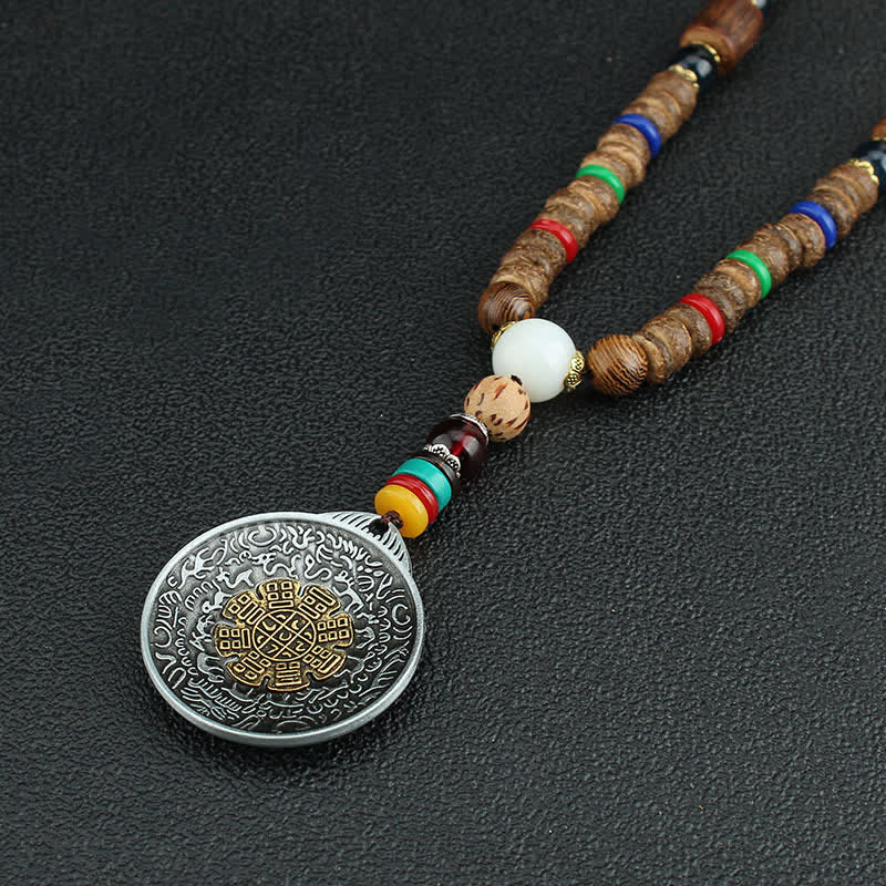 Turquoise Om Mani Padme Hum Prayer Wheel Necklace - Image 19
