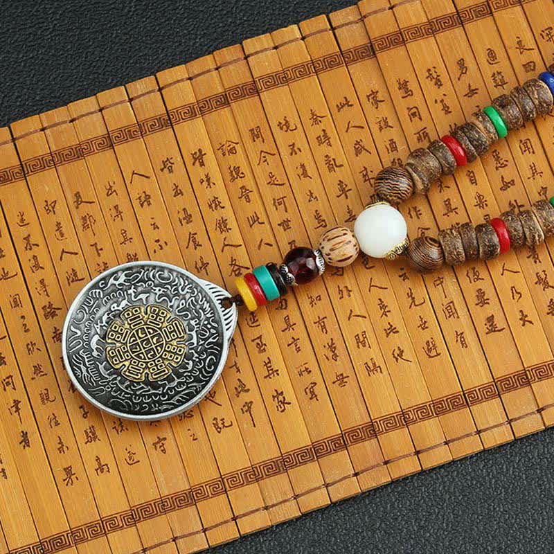 Turquoise Om Mani Padme Hum Prayer Wheel Necklace - Image 20
