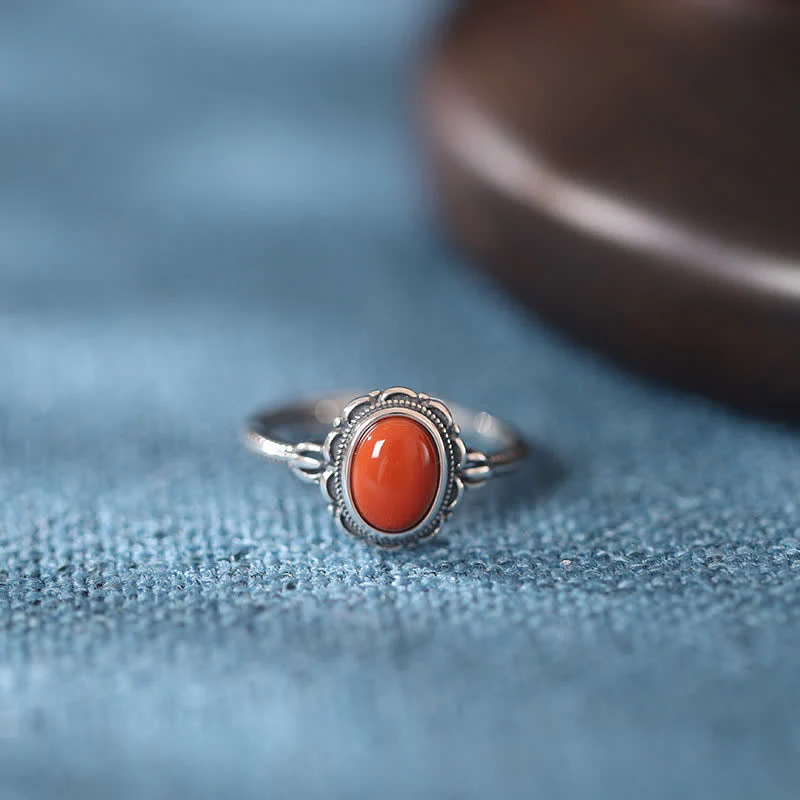 Turquoise and Red Agate Ring in Sterling Silver for Protection - Image 9