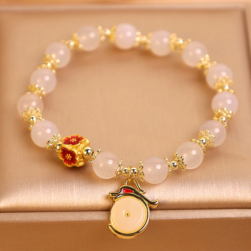 Unisex Dragon Bracelet with White Agate & Green Aventurine for Peace - Image 2