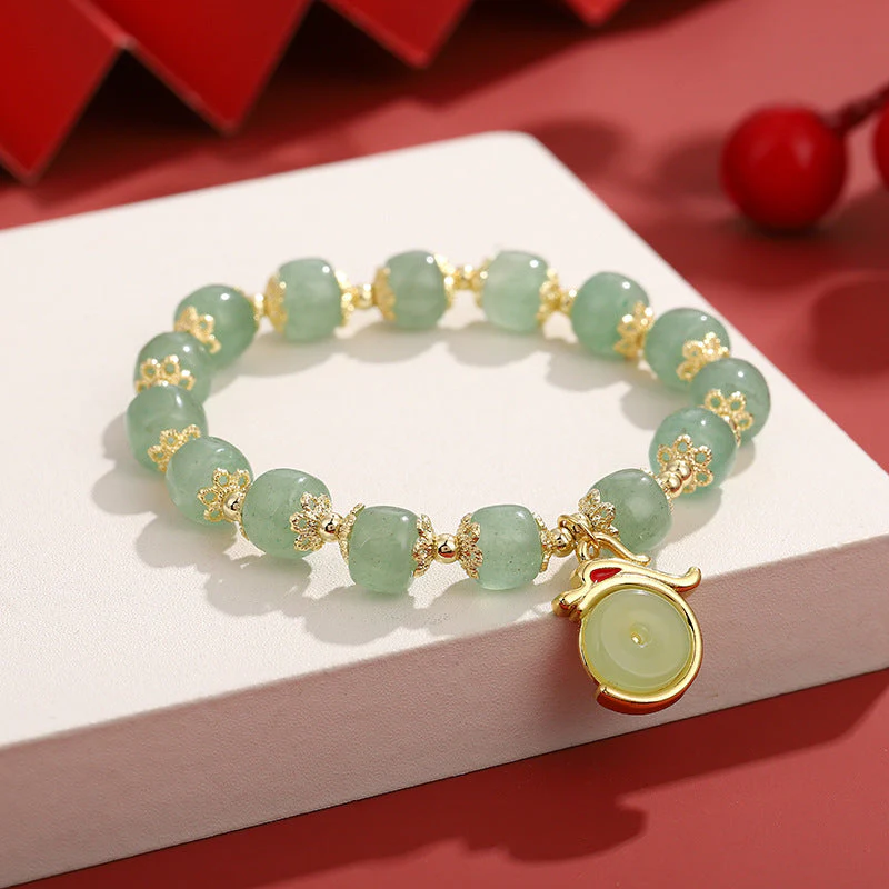 Unisex Dragon Bracelet with White Agate & Green Aventurine for Peace - Image 6